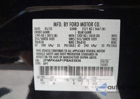 2023 Ford Edge St from USA, damaged, VIN 2FMPK4AP1PBA53936